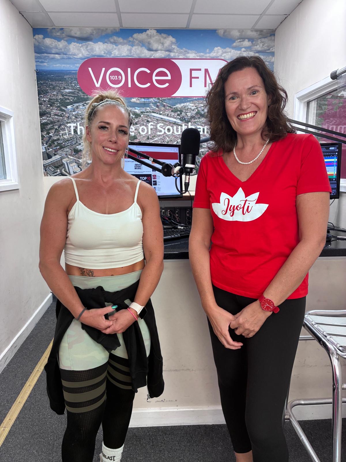 Gemma Paddington and Jyoti Harvey at the Voice FM studio