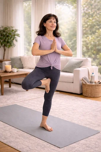 Supported standing yoga for mobility and balance